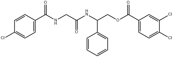 2-((2-[(4-CHLOROBENZOYL)AMINO]ACETYL)AMINO)-2-PHENYLETHYL 3,4-DICHLOROBENZENECARBOXYLATE 结构式