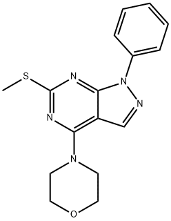 6-(METHYLSULFANYL)-4-MORPHOLINO-1-PHENYL-1H-PYRAZOLO[3,4-D]PYRIMIDINE 结构式