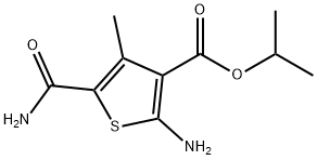 噻吩-3-羧酸,2-氨基-5-氨基羰基-4-甲基-,1-甲基乙酯 结构式