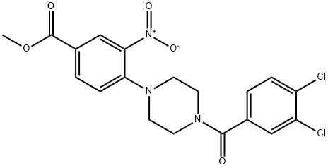 Methyl 4-[4-(3,4-dichlorobenzoyl)piperazino]-3-nitrobenzenecarboxylate 结构式