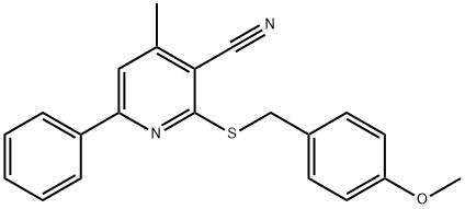 2-((4-甲氧基苄基)硫代)-4-甲基-6-苯基烟腈 结构式