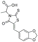 2-[(5Z)-5-(1,3-BENZODIOXOL-5-YLMETHYLENE)-4-OXO-2-THIOXO-1,3-THIAZOLIDIN-3-YL]PROPANOIC ACID 结构式