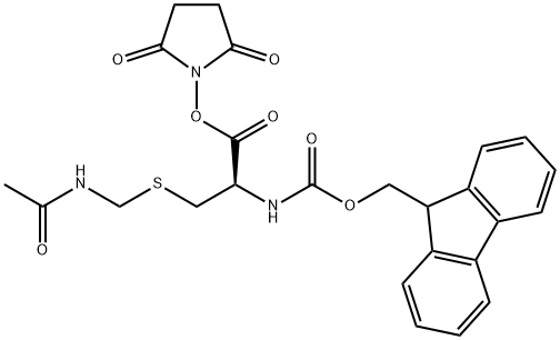 2,5-二氧吡咯烷-1-基N-(((9H-芴-9-基)甲氧基)羰基)-S-(乙酰氨基甲基)-L-半胱氨酸 结构式