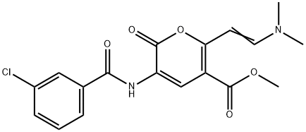 METHYL 3-[(3-CHLOROBENZOYL)AMINO]-6-[(E)-2-(DIMETHYLAMINO)ETHENYL]-2-OXO-2H-PYRAN-5-CARBOXYLATE 结构式