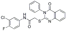 N-(3-CHLORO-4-FLUOROPHENYL)-2-[(4-OXO-3-PHENYL-3,4-DIHYDRO-2-QUINAZOLINYL)SULFANYL]ACETAMIDE 结构式