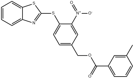 4-(1,3-BENZOTHIAZOL-2-YLSULFANYL)-3-NITROBENZYL 3-METHYLBENZENECARBOXYLATE 结构式