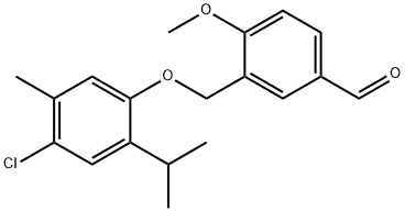 苯甲醛,3-(4-氯-2-异丙基-5-甲基苯氧基甲基)-4-甲氧基- 结构式