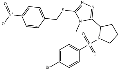 3-(1-[(4-Bromophenyl)sulfonyl]-2-pyrrolidinyl)-4-methyl-5-[(4-nitrobenzyl)sulfanyl]-4H-1,2,4-triazole 结构式