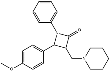 4-(4-METHOXYPHENYL)-1-PHENYL-3-(PIPERIDINOMETHYL)-2-AZETANONE 结构式