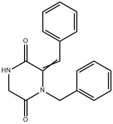 1-BENZYL-6-(PHENYLMETHYLENE)TETRAHYDRO-2,5-PYRAZINEDIONE 结构式