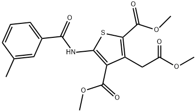 DIMETHYL 3-(2-METHOXY-2-OXOETHYL)-5-[(3-METHYLBENZOYL)AMINO]-2,4-THIOPHENEDICARBOXYLATE 结构式