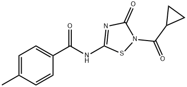 N-[2-(CYCLOPROPYLCARBONYL)-3-OXO-2,3-DIHYDRO-1,2,4-THIADIAZOL-5-YL]-4-METHYLBENZENECARBOXAMIDE 结构式