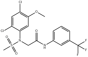 2-[2,4-DICHLORO-5-METHOXY(METHYLSULFONYL)ANILINO]-N-[3-(TRIFLUOROMETHYL)PHENYL]ACETAMIDE 结构式