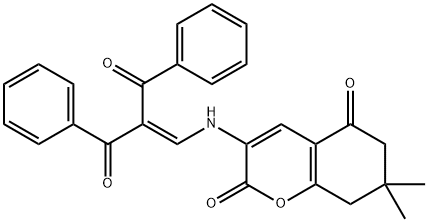 3-[(2-BENZOYL-3-OXO-3-PHENYL-1-PROPENYL)AMINO]-7,7-DIMETHYL-7,8-DIHYDRO-2H-CHROMENE-2,5(6H)-DIONE 结构式
