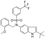 N-(2-TERT-BUTYL-(1H)-INDOL-5-YL)-N-(2-METHOXYBENZYL)-3-(TRIFLUOROMETHYL)BENZENESULPHONAMIDE 结构式