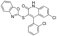 3-(1,3-BENZOXAZOL-2-YLTHIO)-6-CHLORO-4-(2-CHLOROPHENYL)QUINOLIN-2(1H)-ONE 结构式