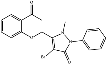 3-((2-ACETYLPHENOXY)METHYL)-4-BROMO-2-METHYL-1-PHENYL-3-PYRAZOLIN-5-ONE 结构式