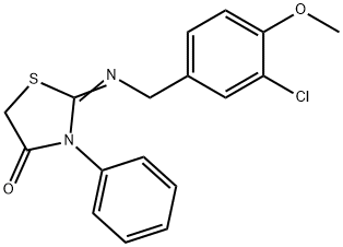 2-[(3-CHLORO-4-METHOXYBENZYL)IMINO]-3-PHENYL-1,3-THIAZOLAN-4-ONE 结构式