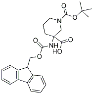 3-(9H-FLUOREN-9-YLMETHOXYCARBONYLAMINO)-PIPERIDINE-1,3-DICARBOXYLIC ACID 1-TERT-BUTYL ESTER 结构式