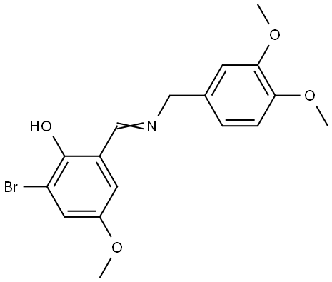 2-Bromo-6-([(3,4-dimethoxybenzyl)imino]methyl)-4-methoxybenzenol 结构式