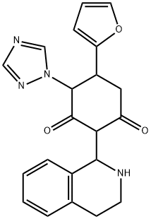 5-(2-FURYL)-2-(1,2,3,4-TETRAHYDRO-1-ISOQUINOLINYL)-4-(1H-1,2,4-TRIAZOL-1-YL)-1,3-CYCLOHEXANEDIONE 结构式