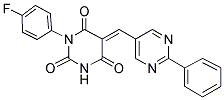 (5E)-1-(4-FLUOROPHENYL)-5-[(2-PHENYLPYRIMIDIN-5-YL)METHYLENE]PYRIMIDINE-2,4,6(1H,3H,5H)-TRIONE 结构式