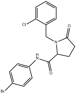 N-(4-BROMOPHENYL)-1-(2-CHLOROBENZYL)-5-OXO-2-PYRROLIDINECARBOXAMIDE 结构式