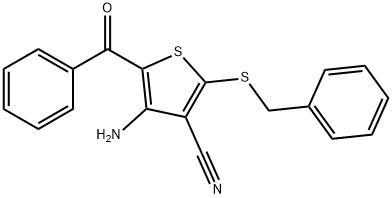 4-AMINO-5-BENZOYL-2-(BENZYLSULFANYL)-3-THIOPHENECARBONITRILE 结构式
