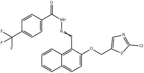 N'-((Z)-(2-[(2-CHLORO-1,3-THIAZOL-5-YL)METHOXY]-1-NAPHTHYL)METHYLIDENE)-4-(TRIFLUOROMETHYL)BENZENECARBOHYDRAZIDE 结构式