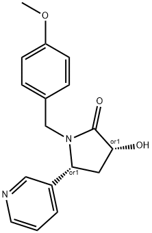 CIS-1-(4-METHOXYBENZYL)-3-HYDROXY-5-(3-PYRIDYL)-2-PYRROLIDINONE 结构式
