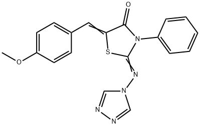 5-[(Z)-(4-METHOXYPHENYL)METHYLIDENE]-3-PHENYL-2-(4H-1,2,4-TRIAZOL-4-YLIMINO)-1,3-THIAZOLAN-4-ONE 结构式