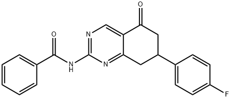 N-[7-(4-FLUOROPHENYL)-5-OXO-5,6,7,8-TETRAHYDROQUINAZOLIN-2-YL]BENZAMIDE 结构式