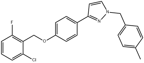 2-CHLORO-6-FLUOROBENZYL 4-[1-(4-METHYLBENZYL)-1H-PYRAZOL-3-YL]PHENYL ETHER 结构式