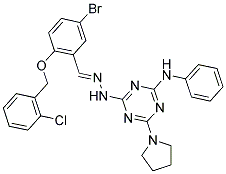 (E)-4-(2-(5-BROMO-2-(2-CHLOROBENZYLOXY)BENZYLIDENE)HYDRAZINYL)-N-PHENYL-6-(PYRROLIDIN-1-YL)-1,3,5-TRIAZIN-2-AMINE 结构式