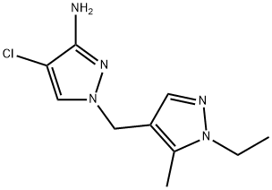 4-氯-1-[(1-乙基-5-甲基-1H-吡唑-4-基)甲基]-1H-吡唑-3-胺 结构式