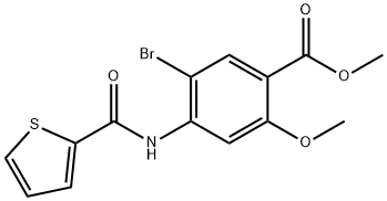 5-溴-2-甲氧基-4-(噻吩-2-甲酰胺基)苯甲酸甲酯 结构式