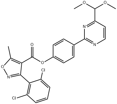 4-[4-(DIMETHOXYMETHYL)-2-PYRIMIDINYL]PHENYL 3-(2,6-DICHLOROPHENYL)-5-METHYL-4-ISOXAZOLECARBOXYLATE 结构式