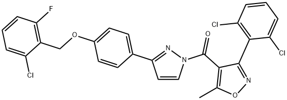 (3-(4-[(2-CHLORO-6-FLUOROBENZYL)OXY]PHENYL)-1H-PYRAZOL-1-YL)[3-(2,6-DICHLOROPHENYL)-5-METHYL-4-ISOXAZOLYL]METHANONE 结构式