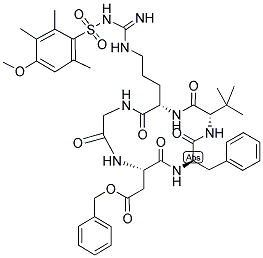 CYCLO[ASP(OBZ)-D-PHE-MEVAL-ARG(MTR)-GLY] 结构式