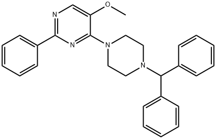 4-(4-BENZHYDRYLPIPERAZINO)-2-PHENYL-5-PYRIMIDINYL METHYL ETHER 结构式