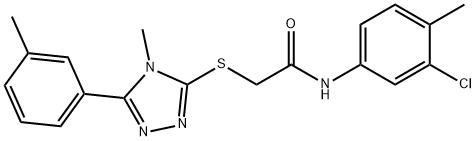 N-(3-CHLORO-4-METHYLPHENYL)-2-([4-METHYL-5-(3-METHYLPHENYL)-4H-1,2,4-TRIAZOL-3-YL]SULFANYL)ACETAMIDE 结构式