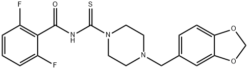 1-(2,6-DIFLUOROBENZOYL)-3-(4-(BENZO[3,4-D]1,3-DIOXOLEN-5-YLMETHYL)PIPERAZINYL)THIOUREA 结构式