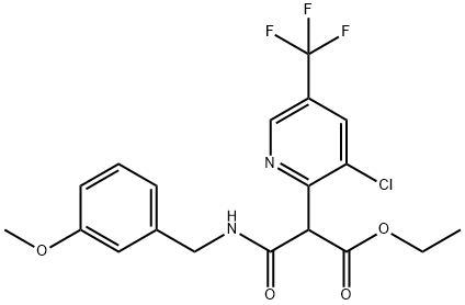 ETHYL 2-[3-CHLORO-5-(TRIFLUOROMETHYL)-2-PYRIDINYL]-3-[(3-METHOXYBENZYL)AMINO]-3-OXOPROPANOATE 结构式