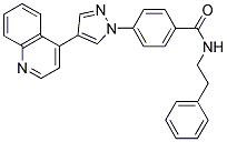 N-(2-PHENYLETHYL)-4-[4-(QUINOLIN-4-YL)-1H-PYRAZOL-1-YL]BENZAMIDE 结构式