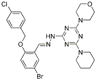(E)-4-(4-(2-(5-Bromo-2-(4-chlorobenzyloxy)benzylidene)hydrazinyl)-6-(piperidin-1-yl)-1,3,5-triazin-2-yl)morpholine 结构式
