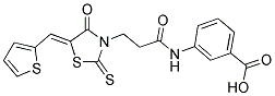 3-((3-[(5Z)-4-Oxo-5-(thien-2-ylmethylene)-2-thioxo-1,3-thiazolidin-3-yl]propanoyl)amino)benzoic acid 结构式