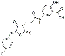 5-((3-[(5Z)-5-(4-CHLOROBENZYLIDENE)-4-OXO-2-THIOXO-1,3-THIAZOLIDIN-3-YL]PROPANOYL)AMINO)-2-HYDROXYBENZOIC ACID 结构式