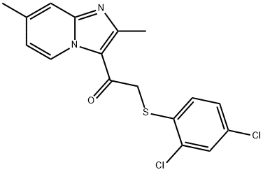 2-((2,4-二氯苯基)硫代)-1-(2,7-二甲基咪唑并[1,2-A]吡啶-3-基)乙-1-酮 结构式