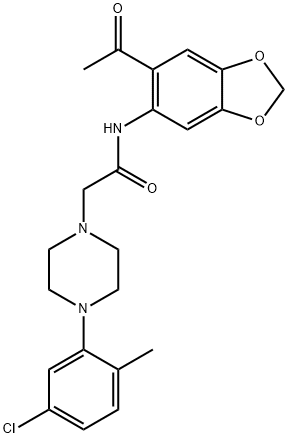 N-(6-ACETYLBENZO[D]1,3-DIOXOLEN-5-YL)-2-(4-(5-CHLORO-2-METHYLPHENYL)PIPERAZINYL)ETHANAMIDE 结构式