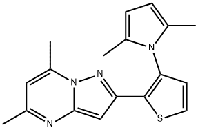 2-[3-(2,5-Dimethyl-1H-pyrrol-1-yl)-2-thienyl]-5,7-dimethylpyrazolo[1,5-a]pyrimidine 结构式
